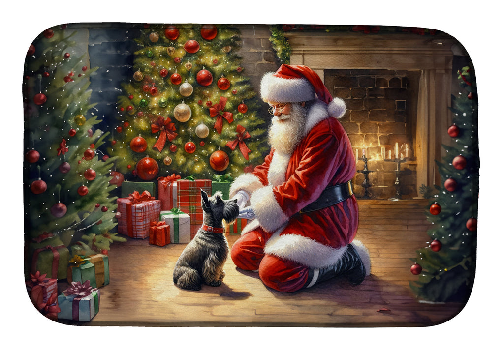 Scottish Terrier and Santa Claus Dish Drying Mat