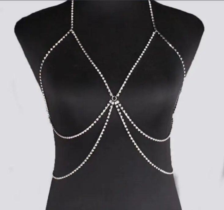 Rhinestone Halterneck Bralette Body Chain