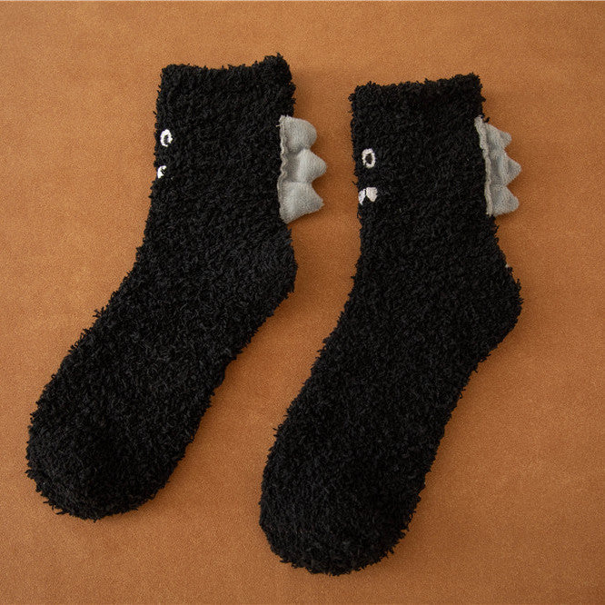 Lint-free Women's Cartoon Coral Fleece Socks