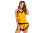 Lace Trimmed Women's Lingerie Pajama Set (Multiple Colors)