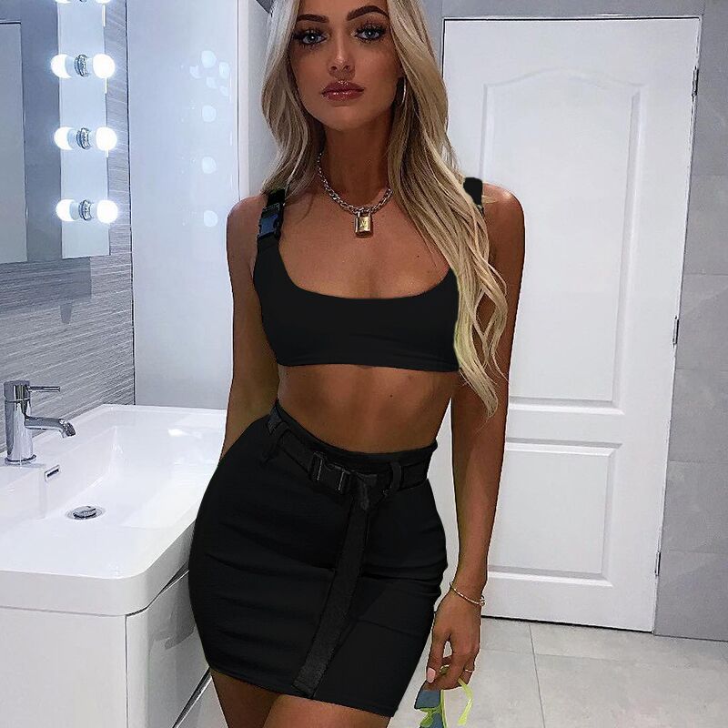 Fluorescent Color Crop Top and Backpack Strap Set