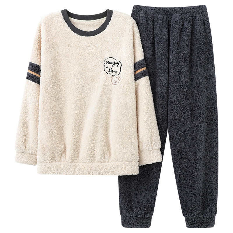 Men's Coral Velvet Thermal Pullover Pajamas | Streetwear