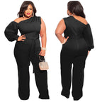 Summer Autumn Women's One Sleeve Jumpsuit Bodysuit 4XL
