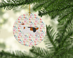 Korean Bobtail Cat Christmas Ceramic Ornament
