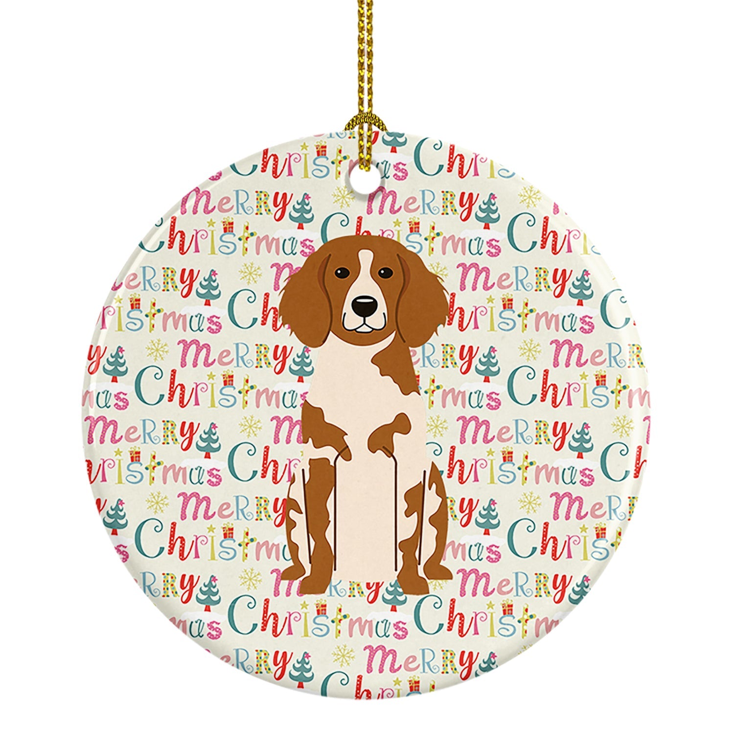 Merry Christmas Brittany Spaniel Ceramic Ornament