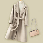 Korean Style Women's Loose Lace-up Wool Coat 2023