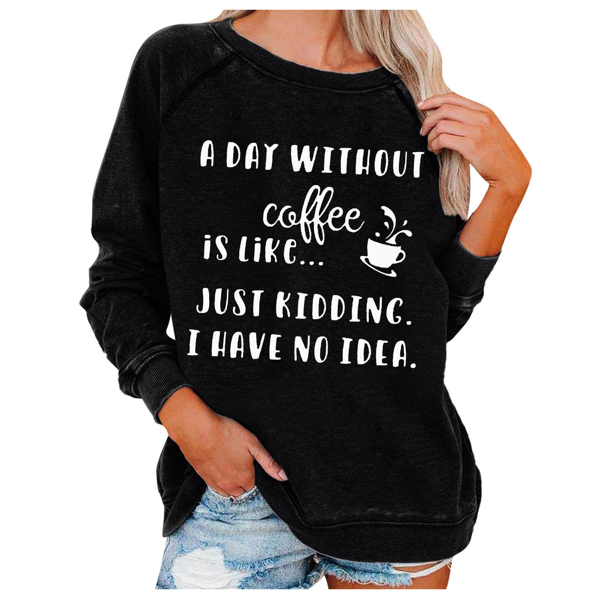 Coffee Personality Letter Print Sweatshirt for Women | Streetwear