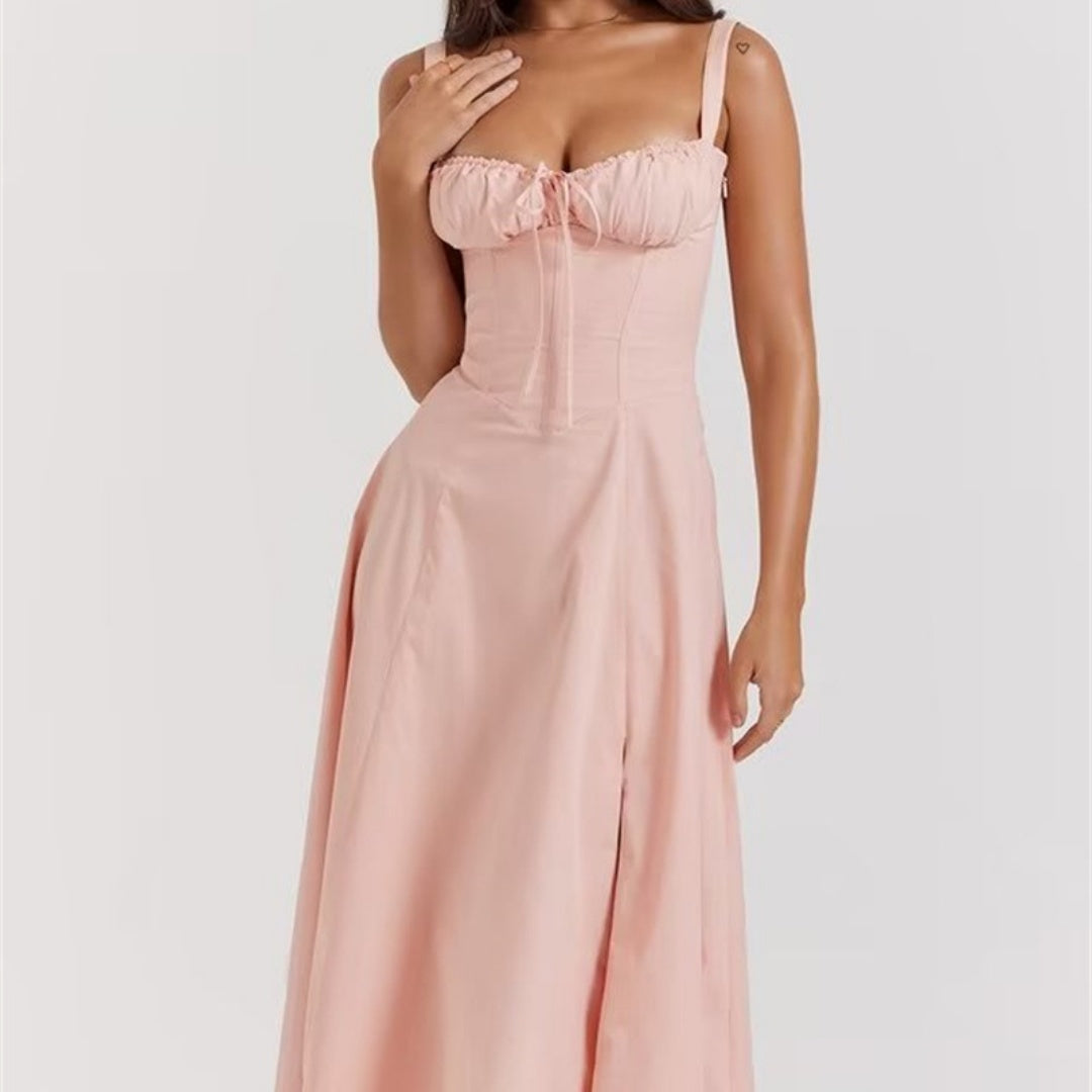 Elegant Women's Corset Lace Up Slim Fit Split Dress