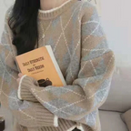 Rhombic Knit Pullover - Loose Winter Sweater | Streetwear