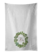 Bichon Frise Smiling Christmas Wreath Kitchen Towel Set of 2