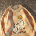 Harajuku Girl Color Block Lattice Sweater 2023