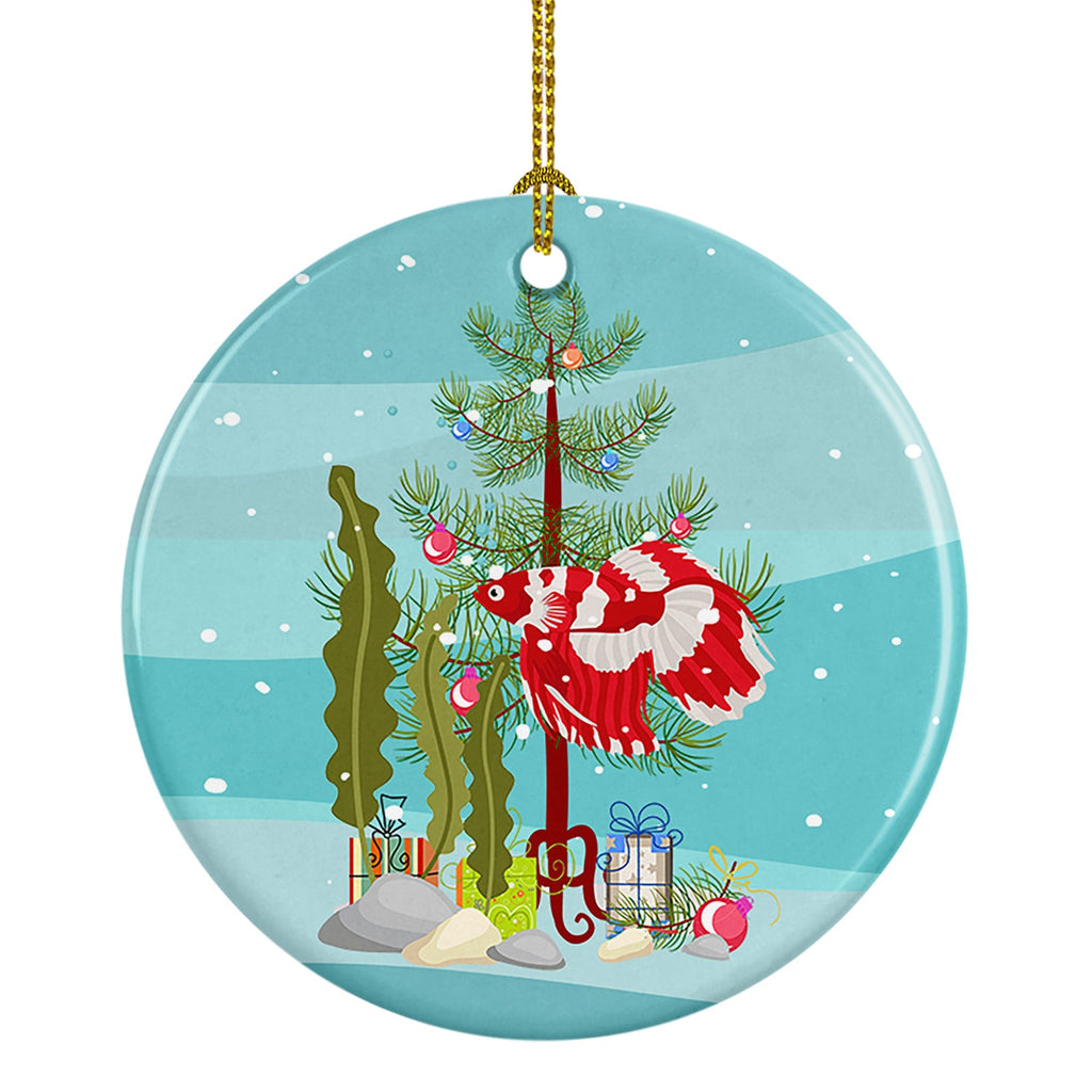 Veil Tail Betta Merry Christmas Ceramic Ornament