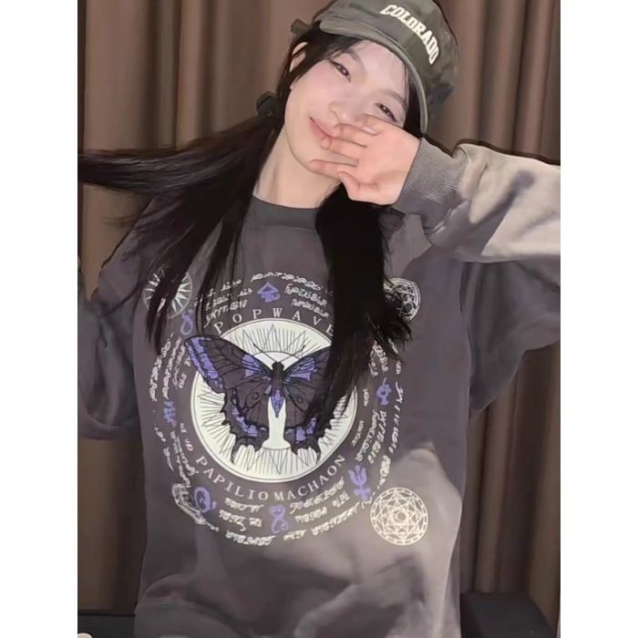 Women's Retro Chic Fleece-lined Round Neck Sweater
