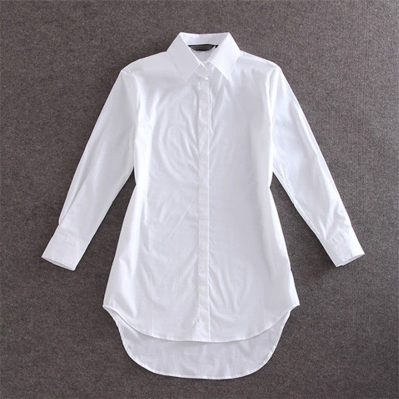 Loose Long Sleeve White Shirt Dress Sleepwear Top