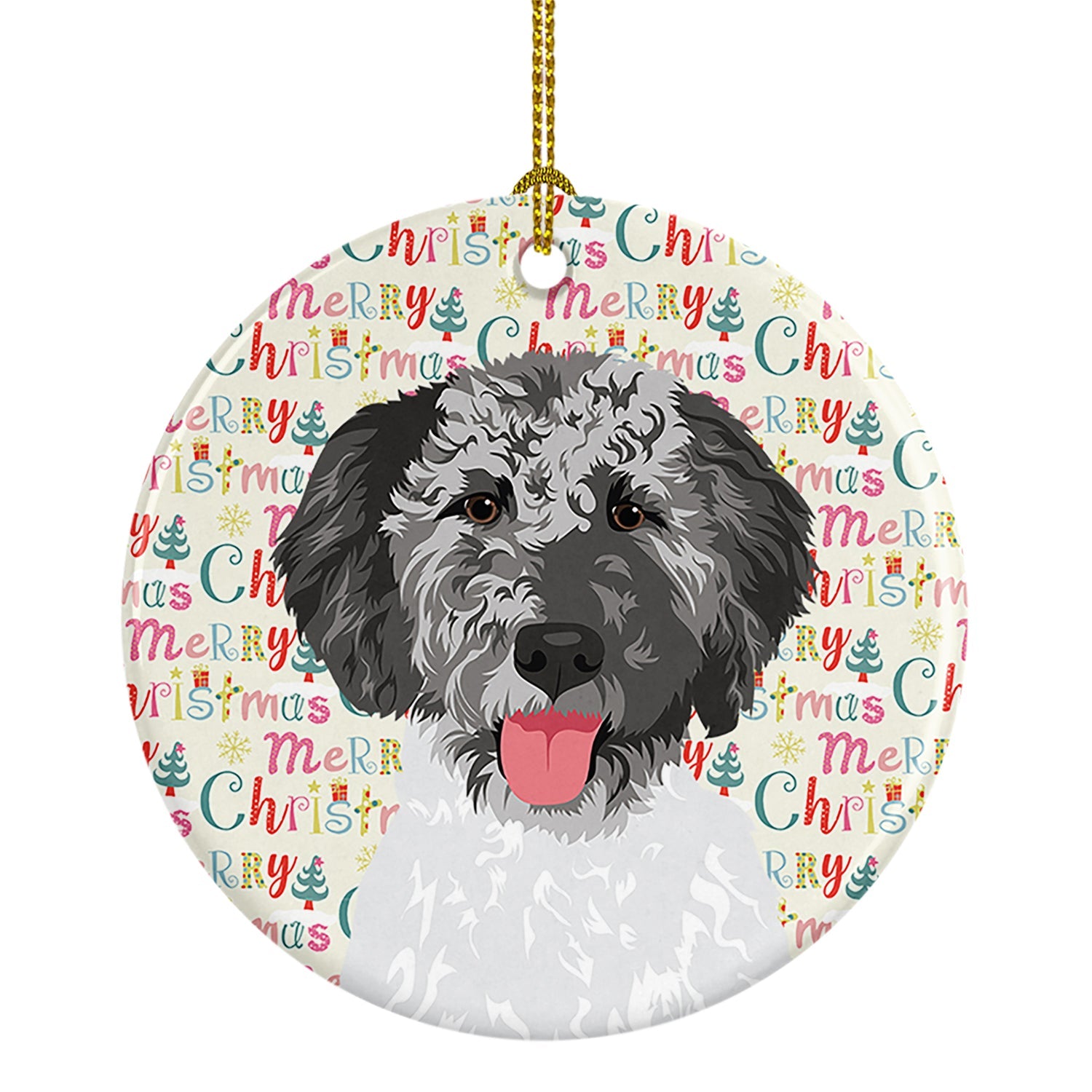 Doodle Silver #3 Christmas Ceramic Ornament