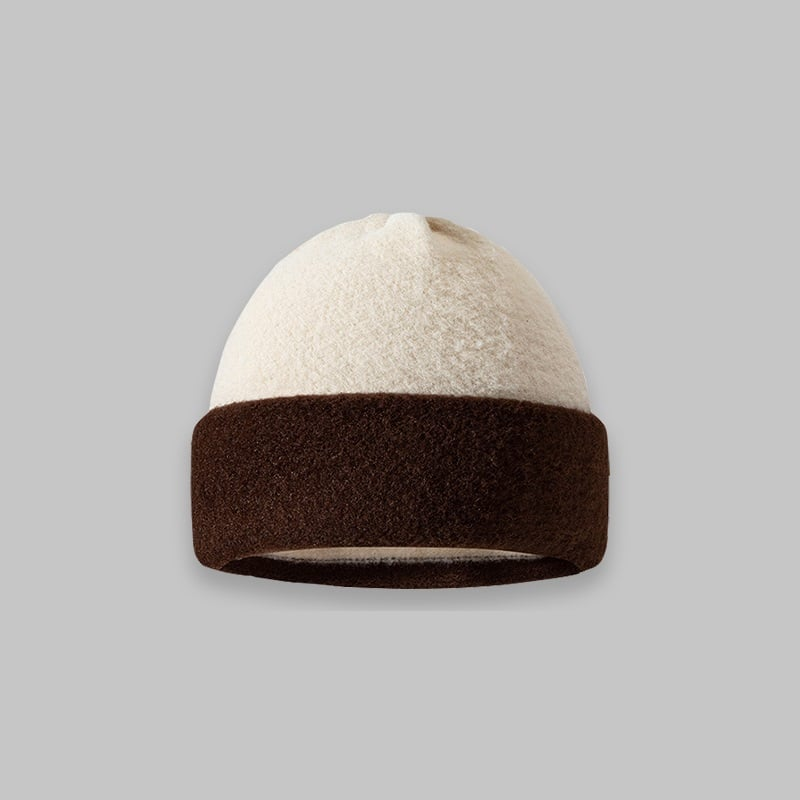 Retro Color Block Wool Hat for Women | Embroidered Cap