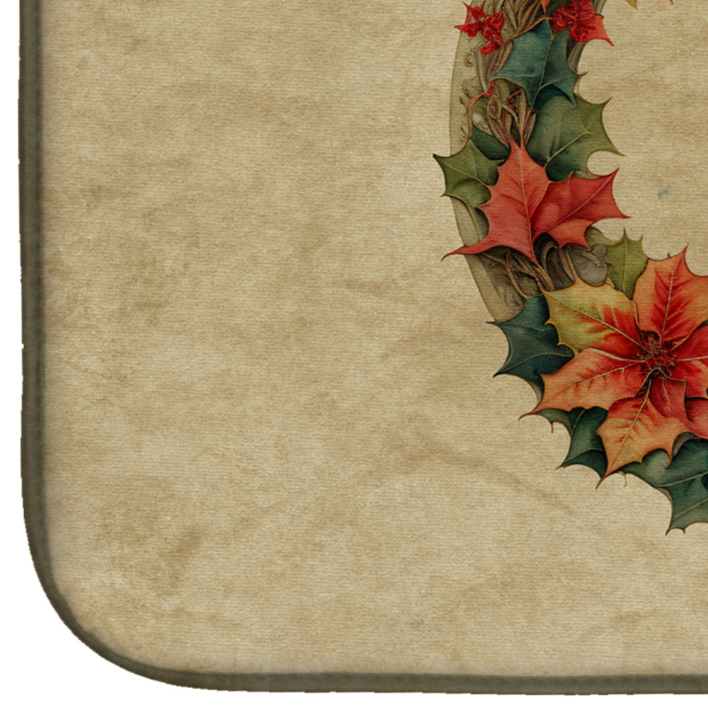 Affenpinscher Christmas Flowers Dish Drying Mat
