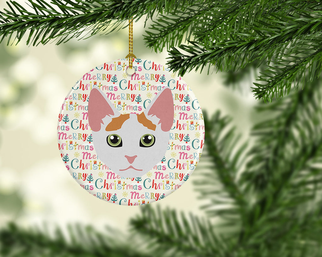 Japanese Bobtail Cat Christmas Ceramic Ornament