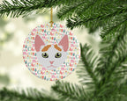 Japanese Bobtail Cat Christmas Ceramic Ornament
