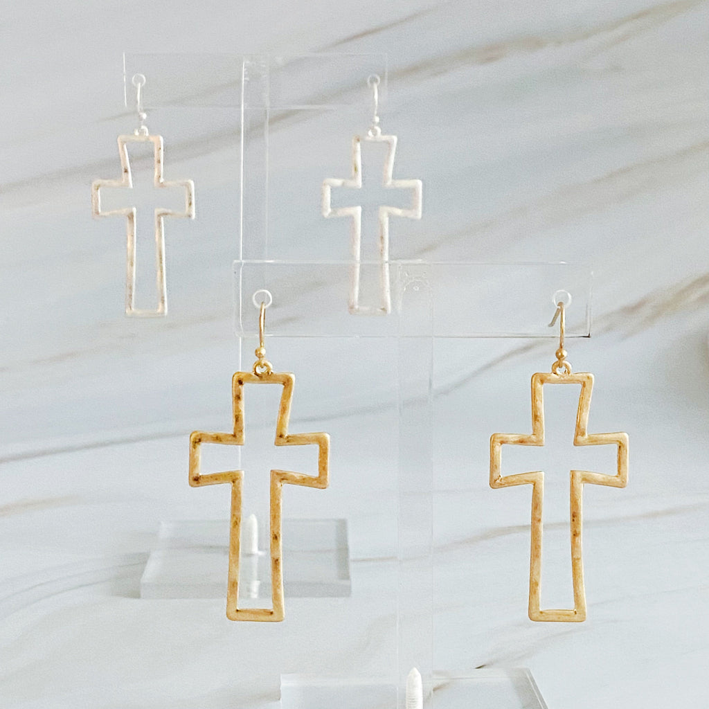 Dangle Cross Outlined Earrings | Christian Jewelry