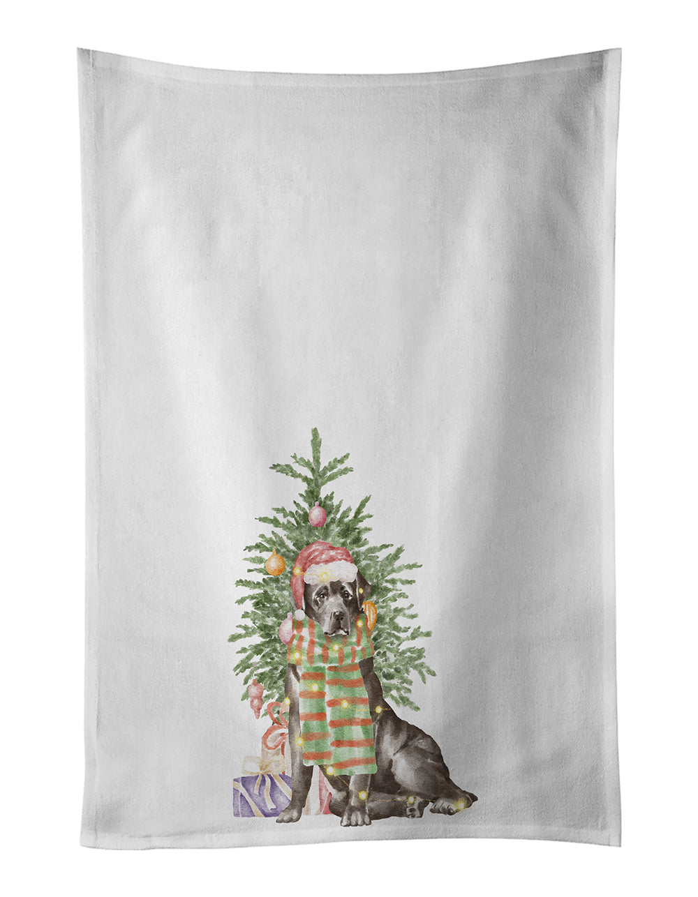 Labrador Retriever Black Christmas Presents and Tree Kitchen Towel Set of 2
