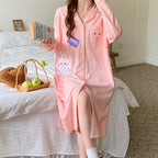Cotton Maternity Nightgown for Nursing, Long Sleeve