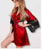 Plus Size Transparent Lace Nightgown and Robe Set