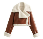 Fur Integrated Short Street Hot Girl Motorcycle Coat