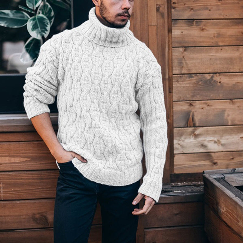 Plus Size Men's Turtleneck Pullover Sweater for Autumn/Winter | Streetwear