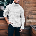 Plus Size Men's Turtleneck Pullover Sweater for Autumn/Winter | Streetwear