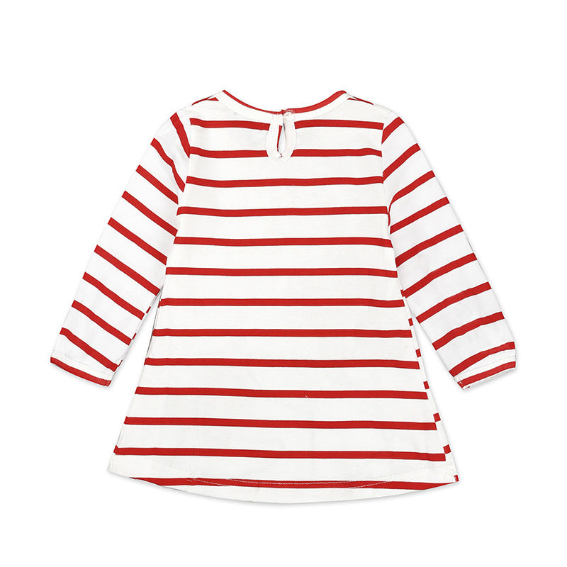 2019 Cotton Christmas Dress for Girls with Snowman Stripes