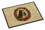 Basset Hound Christmas Flowers Doormat