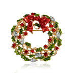 Colorful Rhinestone Bowtie Wreath Brooch for Christmas