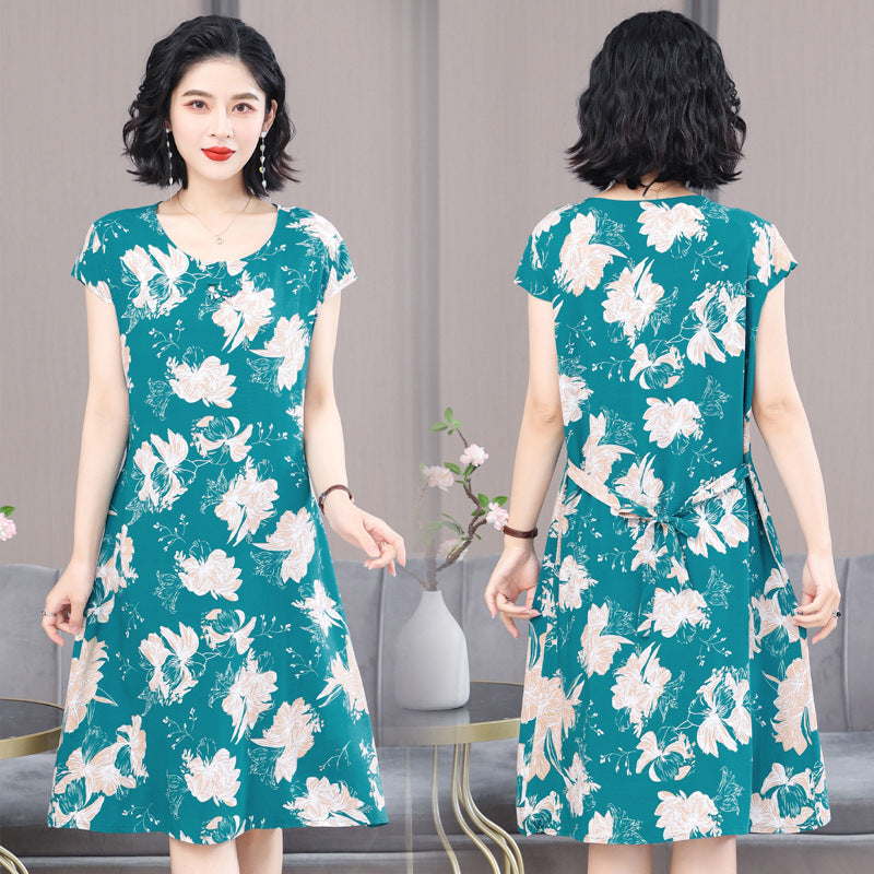 2023 Summer Women's Chiffon Bow Dress Plus Size