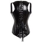 Leather Corset Bodysuit with Neck Halter Design