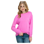 Oversized Solid Color Round-neck Letter Printed Pullover | Streetwear