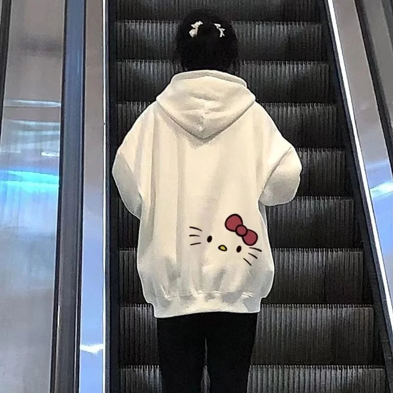 Y2K Women's Hoodie with Cute Sanrio Hello Kitty Print | Streetwear