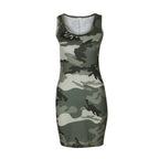 Camouflage Sleeveless Printed Dress