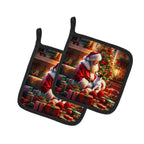 Jack Russell Terrier and Santa Claus Pair of Pot Holders