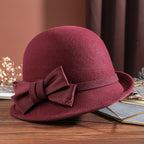 Elegant Women's Wool Top Hat for Autumn and Winter | Embroidered Cap