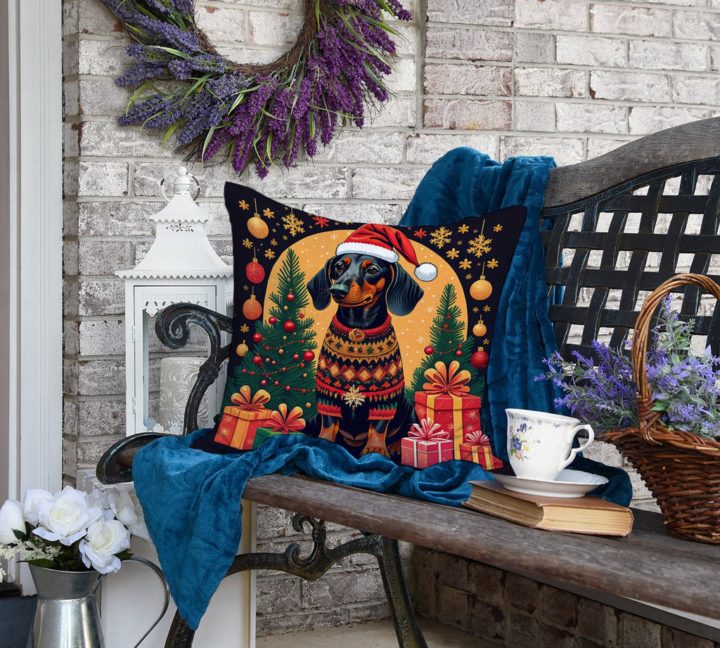 Black and Tan Dachshund Christmas Throw Pillow