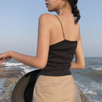 Women's Knotted Chain-Strap Camisole Crop Top