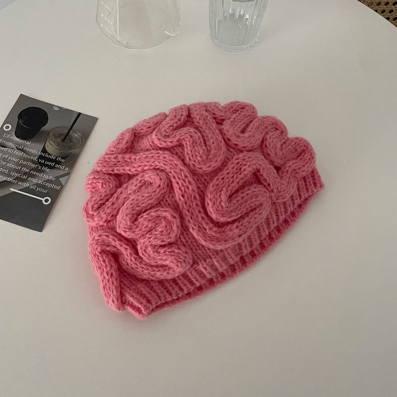 Unisex Flower Knitted Beanie Hat | Embroidered Cap