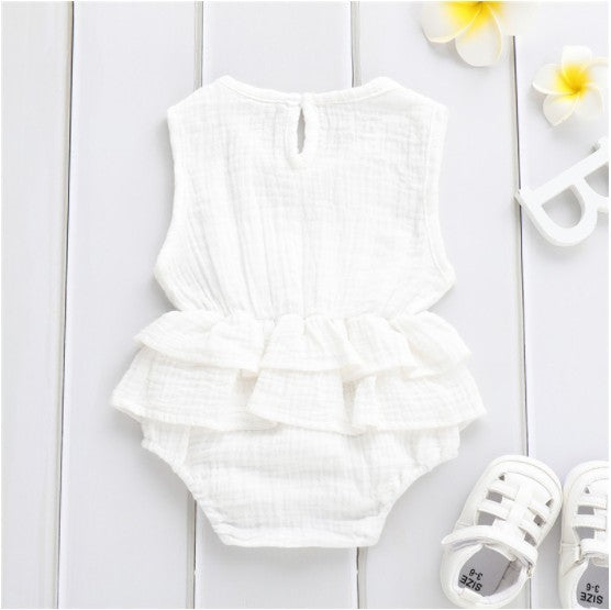 Striped Sleeveless Dress for Newborn Girls (Cotton & Linen)