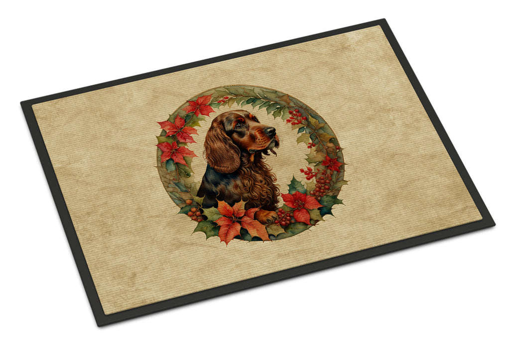 Field Spaniel Christmas Flowers Doormat