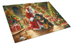 Tibetan Mastiff and Santa Claus Glass Cutting Board