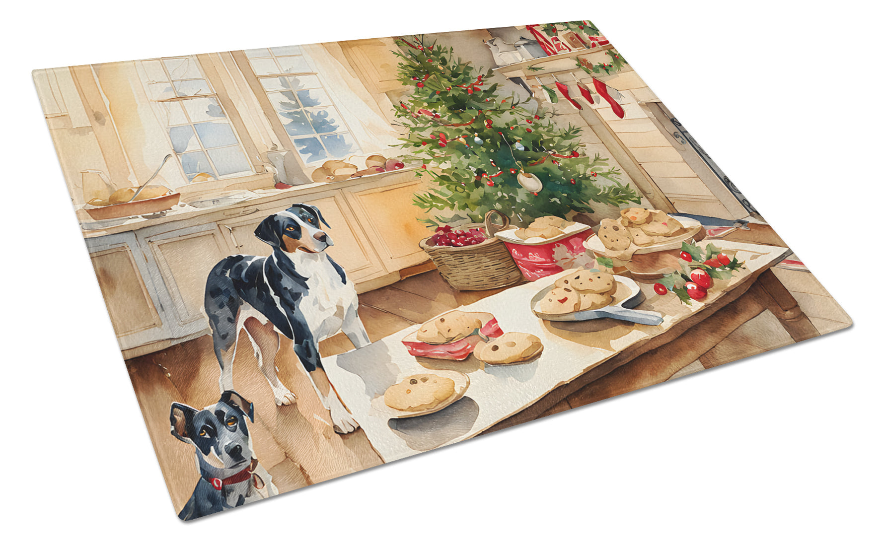 Catahoula Christmas Cookies Glass Cutting Board