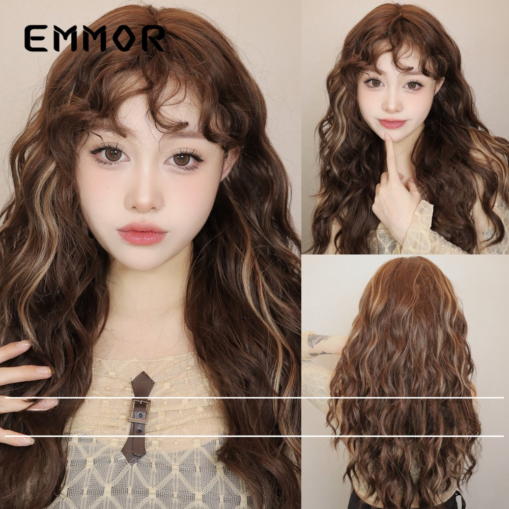 Retro Highlighted Brown Wool Short Wig for Women