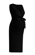 Maternity Sleeveless Dress with Cross Waist Design