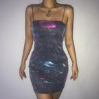 Shimmering Bodycon Dress with Spaghetti Straps